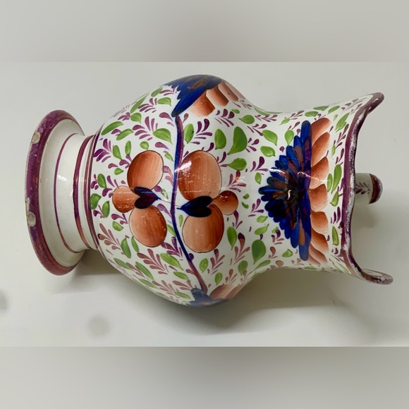 c. 1820 Antique Gaudy Welsh Grape Pattern Large Hand Painted Pink Luster Jug - Picture 9 of 16